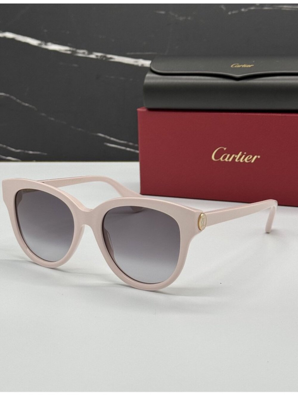 New Cartier Ivory Gray Women Cat Eye Sunglasses CT0506S 004